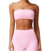 Women Workout Sets Bandeau Bralette Sports Bra Scrunch Butt Lifting High Waist Shorts 2 Piece Gym Yoga Outfits