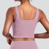 Womens Sports Bras 5 Packs - Square Neck Longline Workout Crop Tank Tops Padded Yoga Camisole with Built in Pads