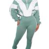 Women's Color Block 2 Piece 80s 90s Outfits Sweatshirt Zip Up Jacket and Bodycon Pants Tracksuit Sets