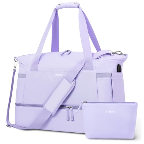 Gym Bag for Women, Travel Duffel Bag with USB Charging Port, Weekender Overnight Bag with Wet Pocket and Shoes Compartment for