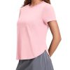 Workout Tops for Women UPF 50+ Yoga Shirts Short Sleeve Athletic Tops with Side Slits Running Gym Tee Top Loose Fit