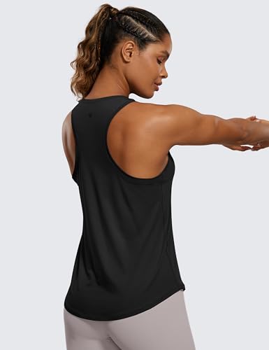 31j1va-yAKL.jpg Womens Pima Cotton Racerback Workout Tank Tops Scoop Neck Athletic Loose Sleeveless Shirts