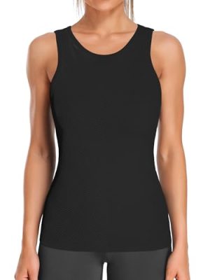 Workout Tank Tops for Women Seamless Full Length Gym Tops Athletic Yoga Top Built in Bra