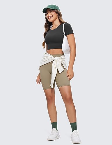 Womens Butterluxe Double Lined Short Sleeve Crop Tops Crew Neck Casual Workout T-Shirt Cute Basic Tee