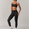 Workout Sets for Women 2 Piece Strappy Back Sports Bra and High Waisted Yoga Leggings Jogger Gym Active Sets