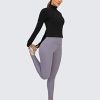 Women's Butterluxe Long Sleeve Workout Shirts Half Quarter Zip Athletic Tops Crop Collared T-Shirt