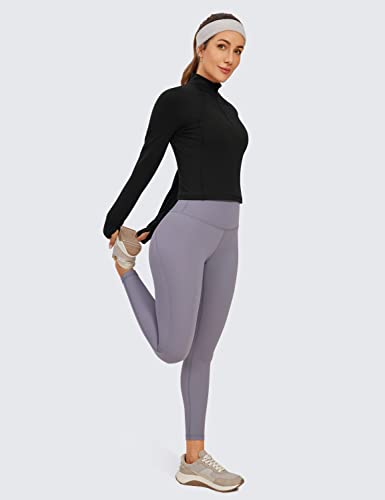 Women's Butterluxe Long Sleeve Workout Shirts Half Quarter Zip Athletic Tops Crop Collared T-Shirt