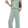 Two Piece Sets for Women Summer Travel Vacation Outfits Cap Sleeve Lounge Matching Sets Wide Leg Pants S-3XL