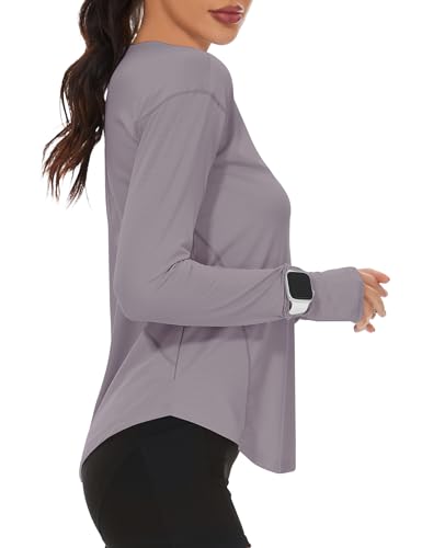 31lnV7cdkiL.jpg Women's Long Sleeve Running Shirts Workout Tops UPF 50+ Sun Shirt Quick Dry Athletic T-Shirts with Watching Window