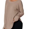 Tankaneo Womens Open Back Workout Shirts Casual Long Sleeve Boat Neck Tops Athletic Gym Yoga Tees with Thumb Holes