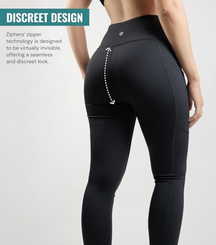 Leggings, Women’s Workout Leggings Front to Back Zipper Design, Black