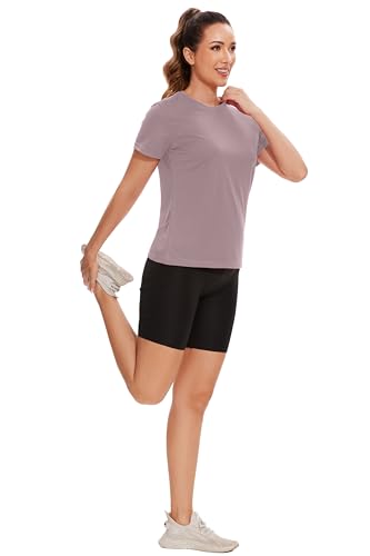 6 Pack Workout Tops for Women Short Sleeve UPF Sun Protection Athletic T Shirts Quick Dry Tennis Yoga Running Crew Neck Tee