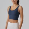 31olNo4XalL.jpg Longline Sports Bra for Women V Back Wireless Padded Medium Support Yoga Bra Workout Crop Tank Tops