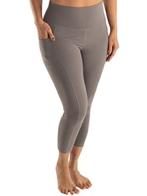 Leakproof Womens Leggings: Menstrual + Bladder Control Yoga Pants with Pockets - Built-in Catch All Pads (22" Inseam)