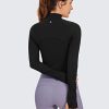 Women's Butterluxe Long Sleeve Workout Shirts Half Quarter Zip Athletic Tops Crop Collared T-Shirt