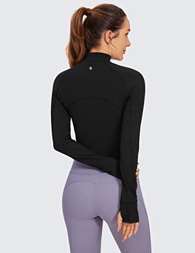 Women's Butterluxe Long Sleeve Workout Shirts Half Quarter Zip Athletic Tops Crop Collared T-Shirt