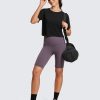 Open Back Short Sleeve Crop Top for Women Loose Athletic Yoga Workout Shirts Casual Cropped T-Shirts