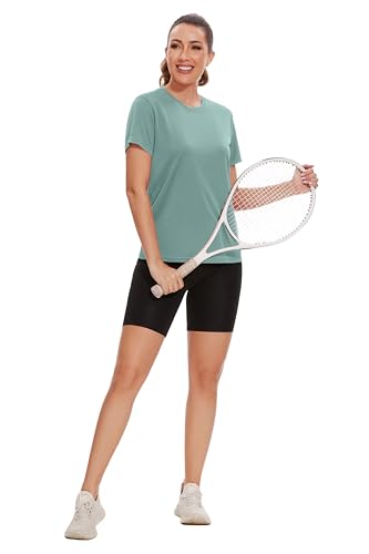 6 Pack Workout Tops for Women Short Sleeve UPF Sun Protection Athletic T Shirts Quick Dry Tennis Yoga Running Crew Neck Tee