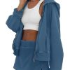 Womens 2 Piece Workout Sets Lounge Matching Sets Zip Up Hoodie and Skirt Gym Clothes Yoga Outfits (Navy Blue,M)