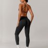 Workout Sets for Women 2 Piece Strappy Back Sports Bra and High Waisted Yoga Leggings Jogger Gym Active Sets