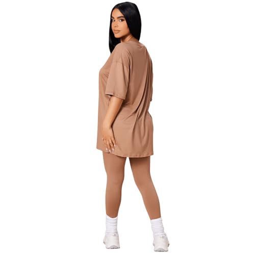 2 Piece Leggings Sets for Women Outfits Summer Fall Casual Jogger Set Oversized TShirt Long Pants Set Sweatsuit
