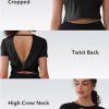 31zAf9DcJpL.jpg Open Back Workout Tops for Women Crop Yoga Shirts Lightweight Twist Back Athletic Running Gym Tops