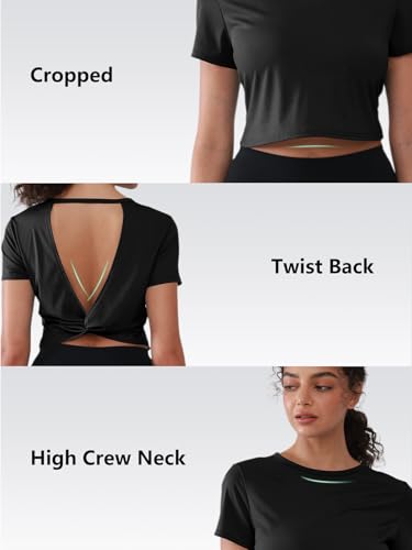 31zAf9DcJpL.jpg Open Back Workout Tops for Women Crop Yoga Shirts Lightweight Twist Back Athletic Running Gym Tops