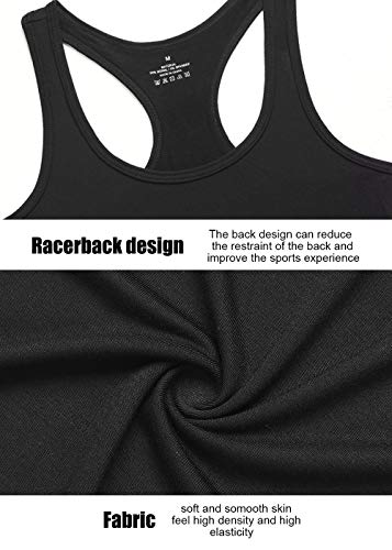 Racerback Workout Tank Tops for Women Basic Athletic Tanks Yoga Shirt Sleeveless Exercise Tops 4 Pack