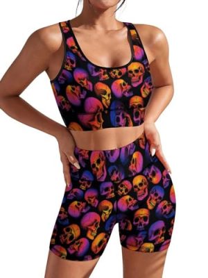 Women's Yoga Outfit, 2 Piece Set Workout Athletic Shorts Leggings And Sports Bra Set Seamless Gym Clothes