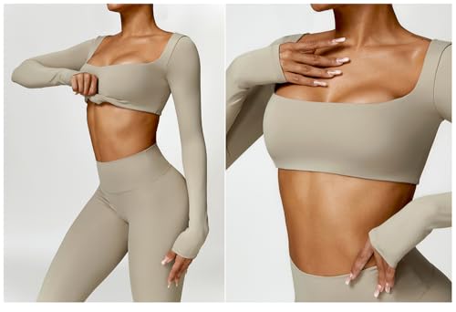 2 Pcs Women's Workout Outfits Sets,Seamless Long Sleeve Gym Bra,Butt Lifting Leggings trousers Sweatsuits.