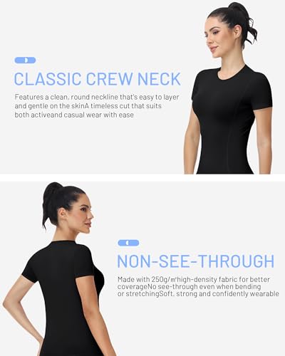 Women's Compression Shirts Short Sleeve Workout Tops Athletic Base Layer T-Shirt for Gym Running Yoga Basketball BJJ