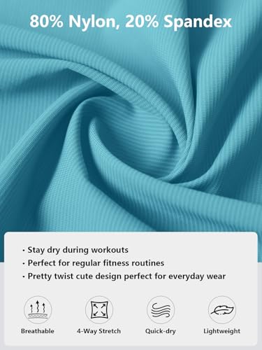 Open Back Workout Tops for Women Crop Yoga Shirts Lightweight Twist Back Athletic Running Gym Tops Blue