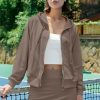 Womens 2 Piece Workout Sets Lounge Matching Sets Zip Up Hoodie and Skirt Gym Clothes Yoga Outfits