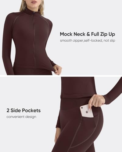 2 Piece Workout Sets for Women Zip Up Jacket Gym Leggings with Pockets Yoga Sets