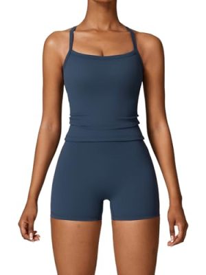 Two Piece Workout Sets For Women Tank Top Matching High Waist Booty Lifting Shorts Gym Yoga Active Wear Outfits