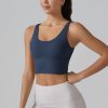 4157O1jo51L.jpg Longline Sports Bra for Women V Back Wireless Padded Medium Support Yoga Bra Workout Crop Tank Tops