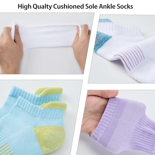 Womens Ankle Socks 6 Pairs Cushioned Running Athletic No Show Socks With Tab