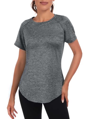 Women's Long Workout Tops,Short Sleeve Dry-Fit Mesh Open Back Loose Fit Gym Athletic Running Shirts Exercise Tee