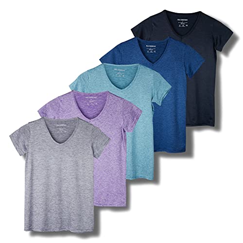 416DOrb-wL.jpg 5 Pack Women’s Short Sleeve V-Neck Workout T-Shirts – Athletic Gym Fitness Pilates Plus Size Active Tees