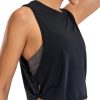 Pima Cotton Cropped Workout Tank Tops for Women - Sleeveless Sports Athletic Yoga Running Gym Crop Shirts