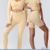 6 PCS Workout Sets for Women Ribbed Women's Athletic Clothing Sets Pilates Yoga Outfits Sports Bra Leggings Workout Set