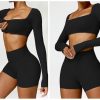 2 Piece Women's Workout Sets,Seamless Long Sleeve Gym Bra Outfits,Butt Lifting Shorts Pants Short trousers.