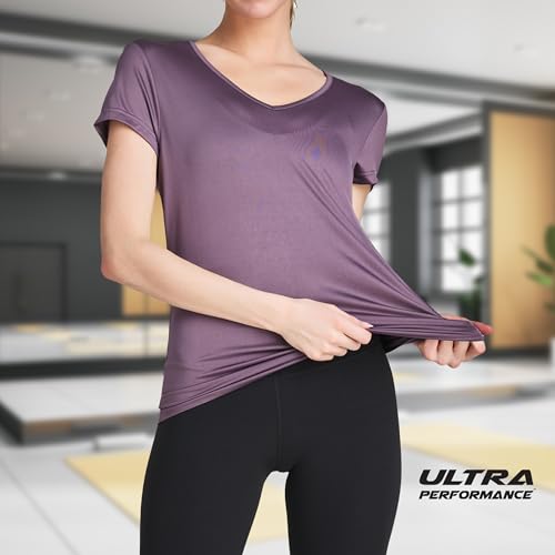 Women's V-Neck Activewear T-Shirts 3 Pack Athletic Womens Short Sleeve Workout Tops Dry Fit Shirt Gym & Yoga Tees for Women