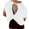 Women Short Sleeve Workout Shirts Open Back Tops Casual Yoga Y2k Athletic Gym Slouchy Crop Running Tees