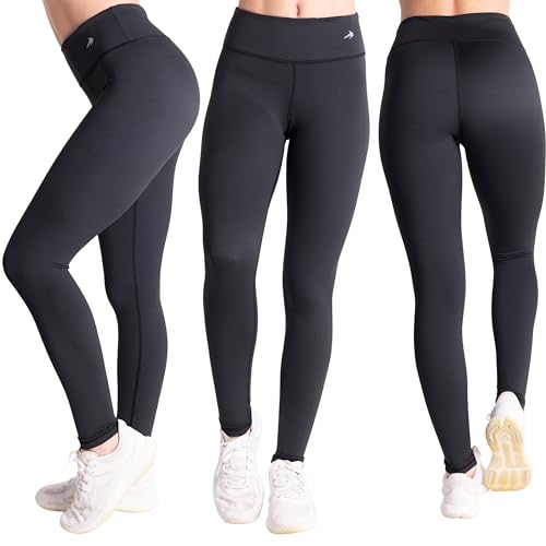 Tummy Control Compression Leggings for Women | High Waisted Workout Yoga Pants (Black + Pink, Large) Bundle