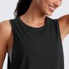 Pima Cotton Cropped Workout Tank Tops for Women - Sleeveless Sports Athletic Yoga Running Gym Crop Shirts
