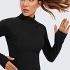 Women's Butterluxe Long Sleeve Workout Shirts Half Quarter Zip Athletic Tops Crop Collared T-Shirt