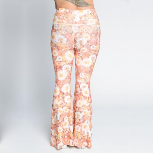 Crop Bell Bottom Pant for Women High-Waist Stretchy Flare Bell Bottoms Premium Athletic Pants Retro 70s