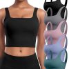 Womens Sports Bras 5 Packs - Square Neck Longline Workout Crop Tank Tops Padded Yoga Camisole with Built in Pads