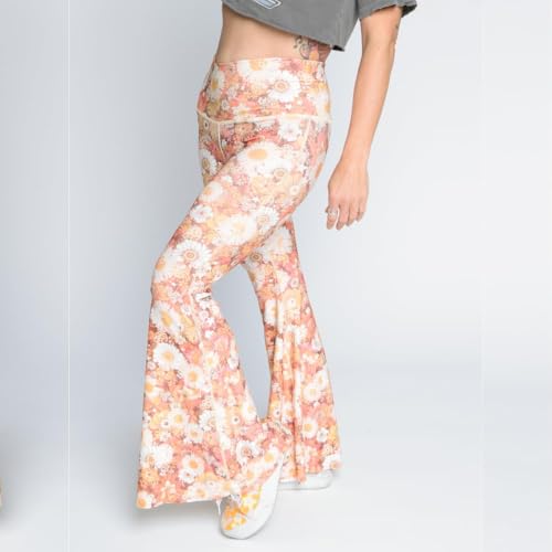 Crop Bell Bottom Pant for Women High-Waist Stretchy Flare Bell Bottoms Premium Athletic Pants Retro 70s